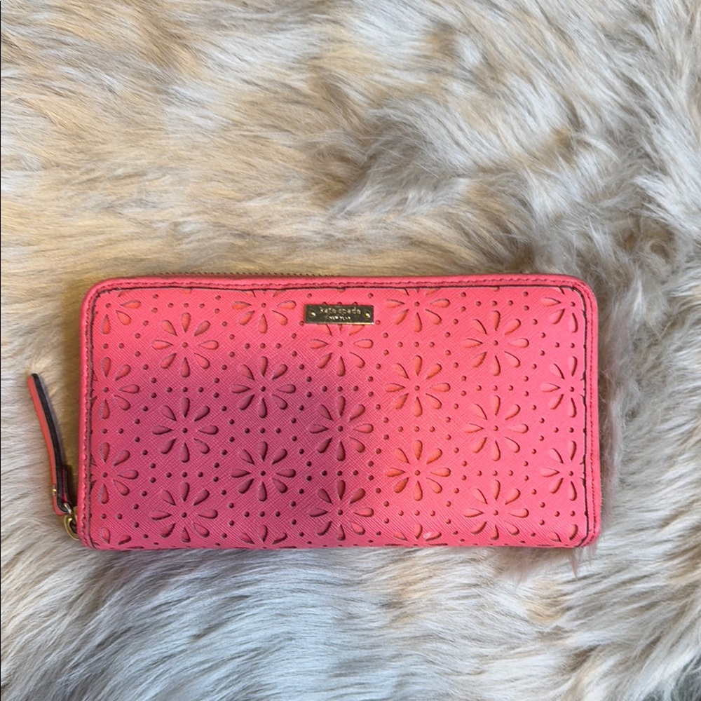 Kate Spade Pink Perforated Wallet